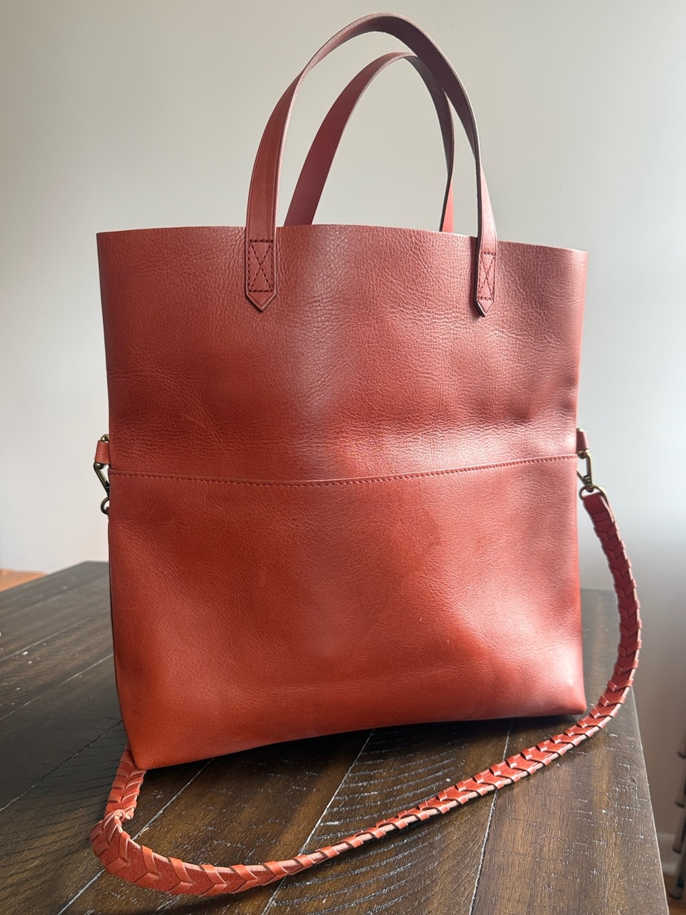 Madewell Foldover Transport Tote w/ Braided Strap (Faded Rust) NEVER USED+TAG ON